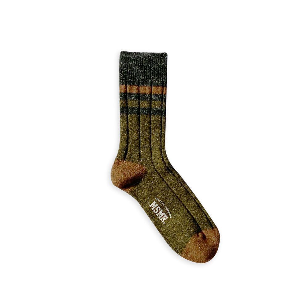 Lamswool Bokashi Stripe Socks Brown