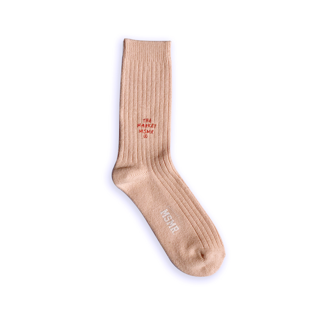 Market Logo Angora Wool Socks Peach