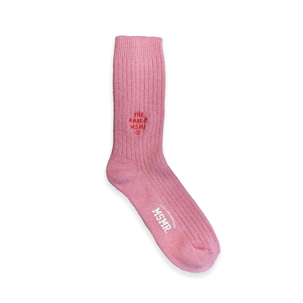 Market Logo Angora Wool Socks Pink
